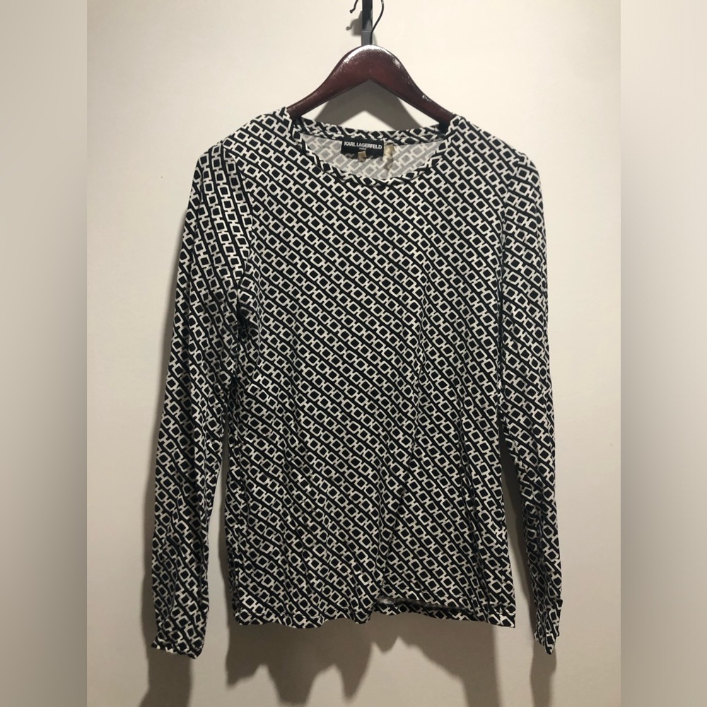 Karl Lagerfeld Black & White Geometric Top